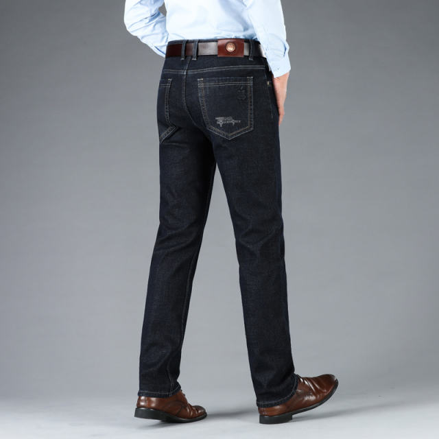 Black Fashion  Men Velvet Jeans Winter Casual Trousers Plus Size Denim Pants PQ5155B