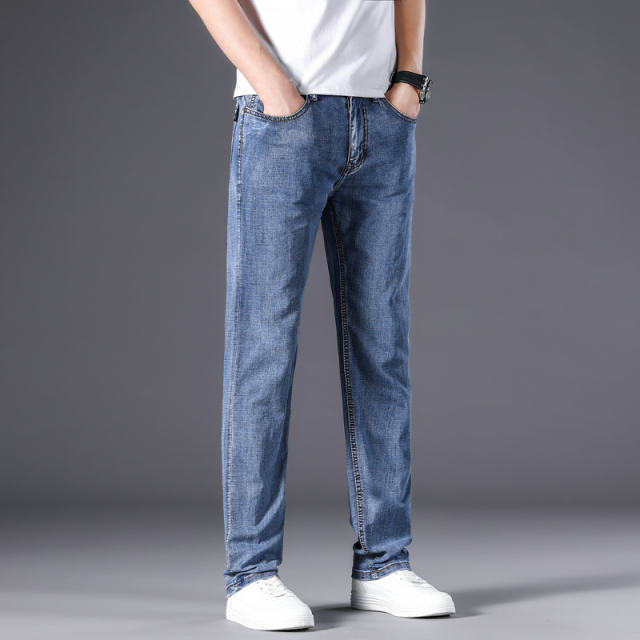 Fashion Plus Size Denim Pants Men Business Jeans Summer Casual Trousers PQ306