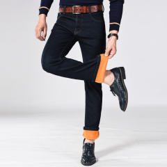 Fashion Plus Size Denim Pants Men Velvet Jeans Winter Casual Trousers PQ9036