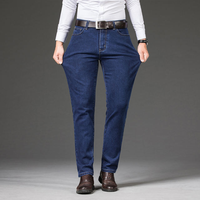 Blue Fashion Men Casual Trousers Plus Size Denim Pants Business Jeans PQYP2012A