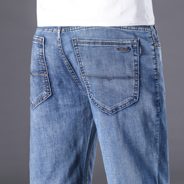 Fashion Plus Size Denim Pants Men Business Jeans Summer Casual Trousers PQ306