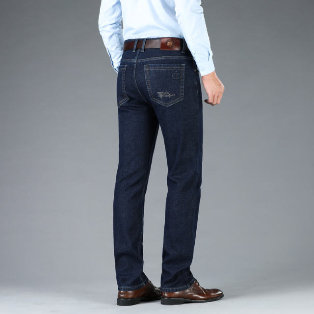 Dark Blue Velvet Jeans Men Winter Casual Trousers Plus Size Denim Pants PQ5155A
