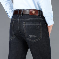 Black Fashion  Men Velvet Jeans Winter Casual Trousers Plus Size Denim Pants PQ5155B