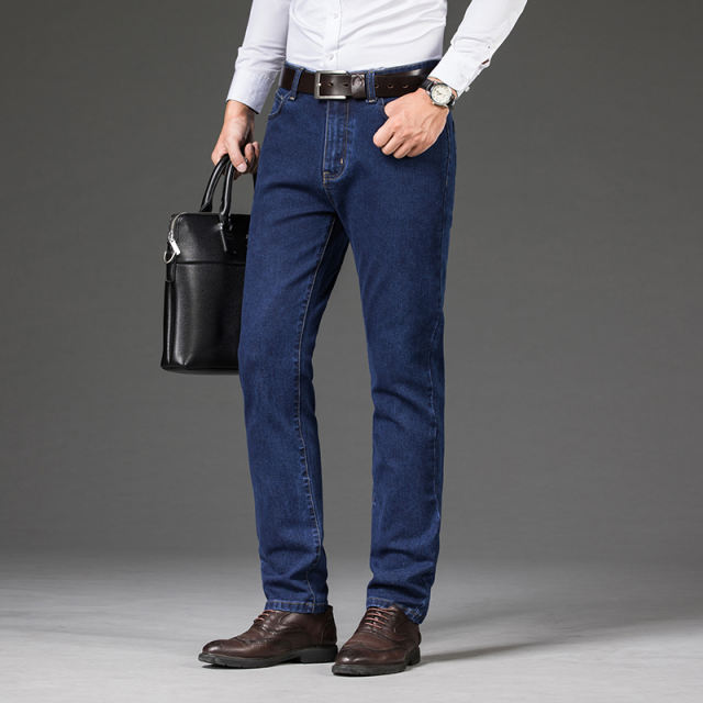 Blue Fashion Men Casual Trousers Plus Size Denim Pants Business Jeans PQYP2012A