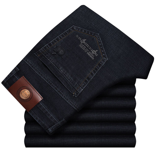 Black Summer Casual Trousers Plus Size Denim Pants Fashion Men Jeans PQ5155E