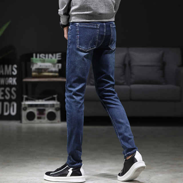 Dark Blue Fashion Washed Jeans Men Denim Pants Casual Trousers PQYP2835