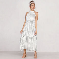 Black Summer Fashion Boho Dresses Sexy Sleeveless Polka Dot Dress PQH2032B
