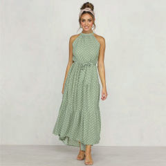 Black Summer Fashion Boho Dresses Sexy Sleeveless Polka Dot Dress PQH2032B