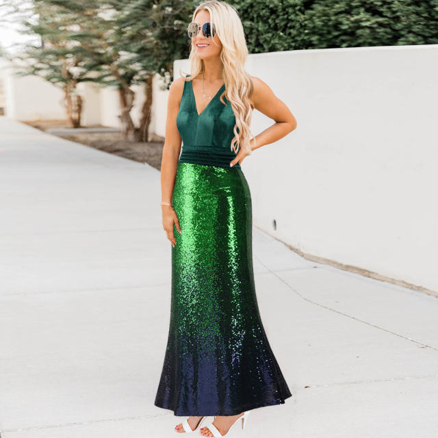 Fashion Gradient Color Banquet Dress Engagement Evening Dresses PQH2020