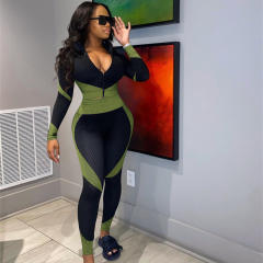 Red Contrast Color Sport Suit Women Fitness Tops with Leggings PQ8220A
