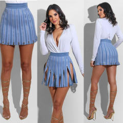 White Sexy Zipper Clubwear For Women High Waist Mini Skirt PQ1281A
