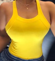 Black Solid Color Vest For Women Sexy Back Bowknot Summer Tops PQ20805Q