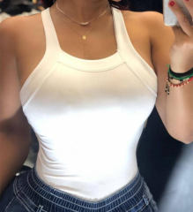 White Solid Color Vest For Women Sexy Back Bowknot Summer Tops PQ20805R