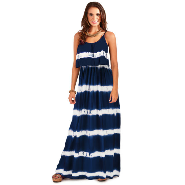 Red Sexy Maxi Dresses Tie-dyed Women Casual Boho Dress PQ2116A