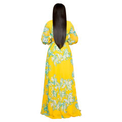 Floral Printed Fashion Maxi Dress Long Summer Chiffon Dress PQ3301