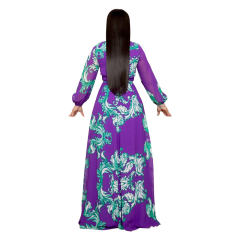 Floral Printed Fashion Maxi Dress Long Summer Chiffon Dress PQ3301