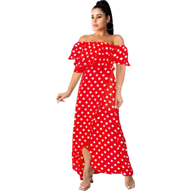 Black Fashion Bohemian Dresses Polka Dot Beach Chiffon Dress PQ2202A [OUT OF STOCK]