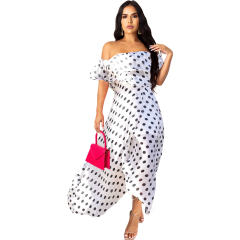 Black Fashion Bohemian Dresses Polka Dot Beach Chiffon Dress PQ2202A [OUT OF STOCK]