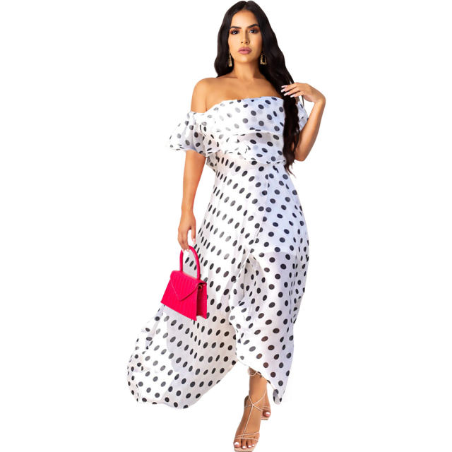 Black Fashion Bohemian Dresses Polka Dot Beach Chiffon Dress PQ2202A [OUT OF STOCK]