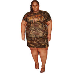 Camouflage T-shirt Dresses Women Loose Plus Size Casual Dress PQDZ01