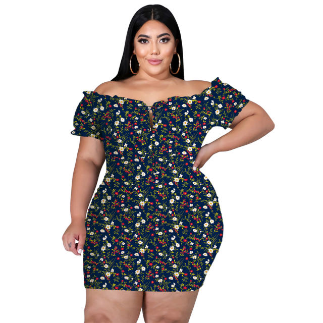 Red Knitted Off-shoulder Plus Size Dress Sexy Nightclub Dress PQ1076A
