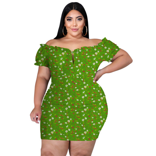 Red Knitted Off-shoulder Plus Size Dress Sexy Nightclub Dress PQ1076A