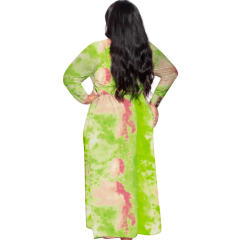 Black Fashion Long Sleeve Maxi Dresses Tie-dyed Plus Size Dress PQ1063A