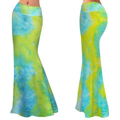 Blue Fashion Long Maxi Skirt High Waist Printed Skirts PQ9448D