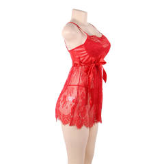 Black Sexy Lace Nightdress Plus Size Sleepwear Female Babydoll Lingerie PQ80456A