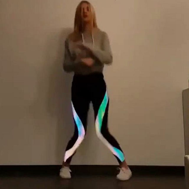 Rainbow Fluorescent Leggings Fashion Reflective Leggings PQ6072A