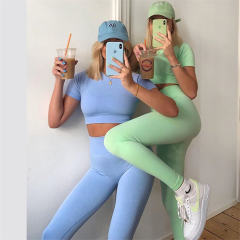 Grey Ladies Jogging Clothing Seamless Ourdoor Sportwear Sexy Fitness Pants PQYJ036D