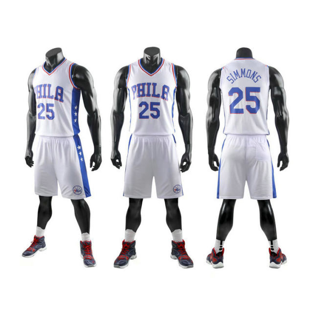 White Simmons Team Jersey For Child Basketball Outfits for Adult PQSM025A