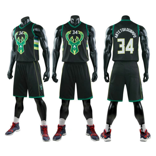 Green Bucks Basketball Jersey Giannis Antetokounmpo Basketball Team Uniform PQYA034B