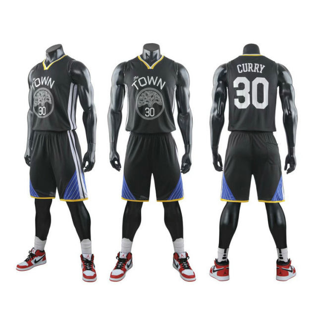White Stephen Curry Basketball Team Jersey Warriors Basketball Outfit for Adult PQSC001A