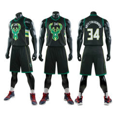 Black Bucks Basketball Jersey Giannis Antetokounmpo Basketball Team Uniform PQYA034C