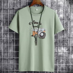 Black Summer Fashion T-shirt for Men Plus Size Cotton Tops PQ1016A