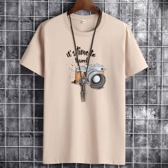 White Summer Fashion T-shirt for Men Plus Size Cotton Tops PQ1016B