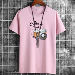 Grey Summer Fashion T-shirt for Men Plus Size Cotton Tops PQ1016C