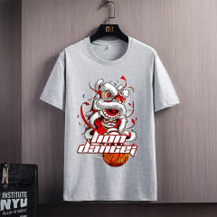 Men's Summer Streetwear Plus Size Fashion Tee Lion Dance Cartoon Printing T-shirt NYH1001A