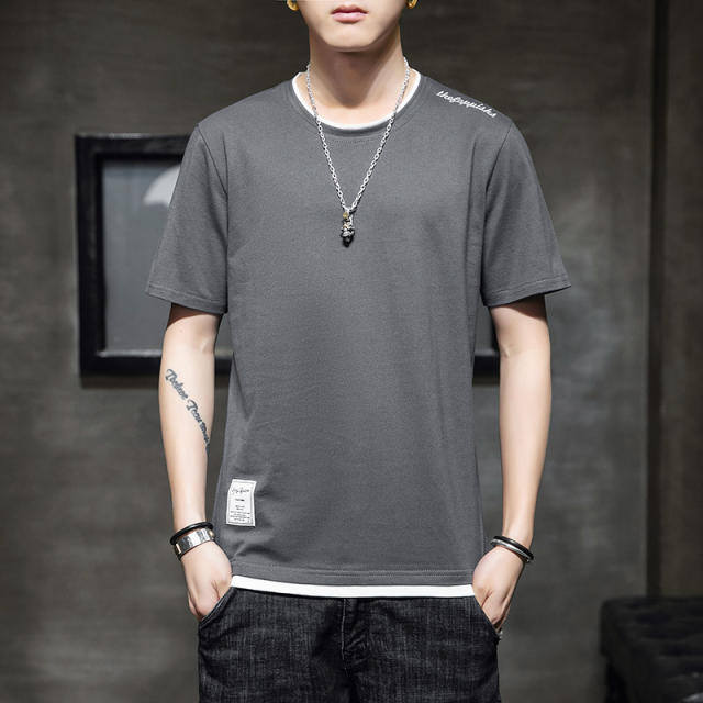 Blue Summer Fashion T-shirt For Men Trend Casual Cotton T Shirts RL8144B