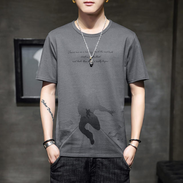 Black Trend Casual T Shirts Summer Fashion Cotton T-shirt For Men RL8140A