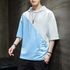 Red Summer Hooded Cotton T-shirt Men Fashion Hoodies Casual T Shirts RL8156A