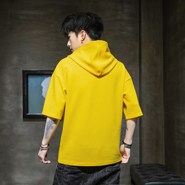 Yellow Summer Cotton T-shirt For Men Fashion Hoodies Casual T Shirts RL8155C