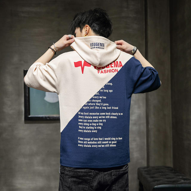 Red Summer Hooded Cotton T-shirt Men Fashion Hoodies Casual T Shirts RL8156A