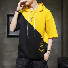 Red Summer Hooded Cotton T-shirt Men Fashion Hoodies Casual T Shirts RL8156A