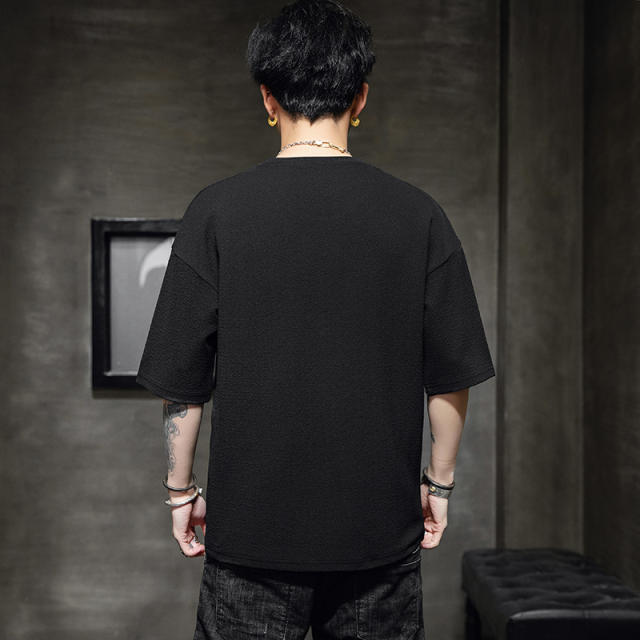 Black Fashion Hoodies Casual T Shirts Summer Cotton T-shirt For Men RL8152A