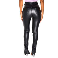 Black Sexy Faux Leather Pants for Women PU Hight Waist Trousers PQ280