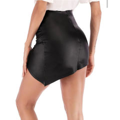 Black Sexy Faux Leather Skirts for Women PU Clubwear PQ210