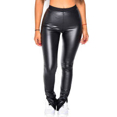 Black PU Hight Waist Leggings Sexy Slim Faux Leather Pants for Women PQ298