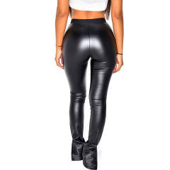 Black PU Hight Waist Leggings Sexy Slim Faux Leather Pants for Women PQ298